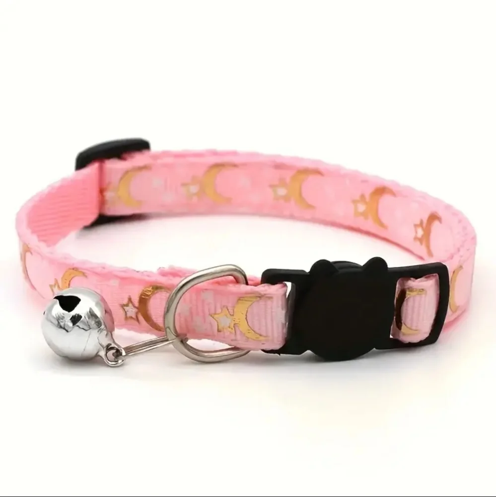 2pc Adjustable Pet Collars For Dogs, Moon Star Design, Pick Your Colors